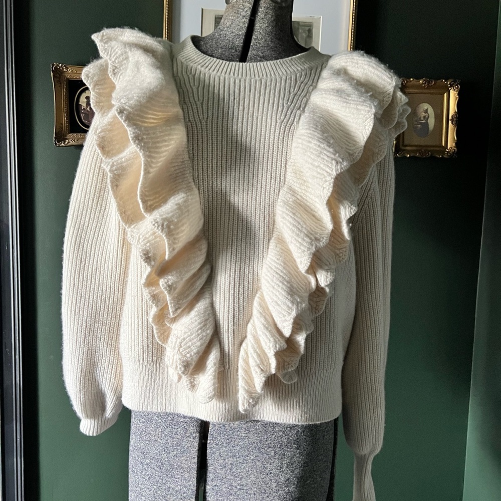 & other stories cream ruffle sweater